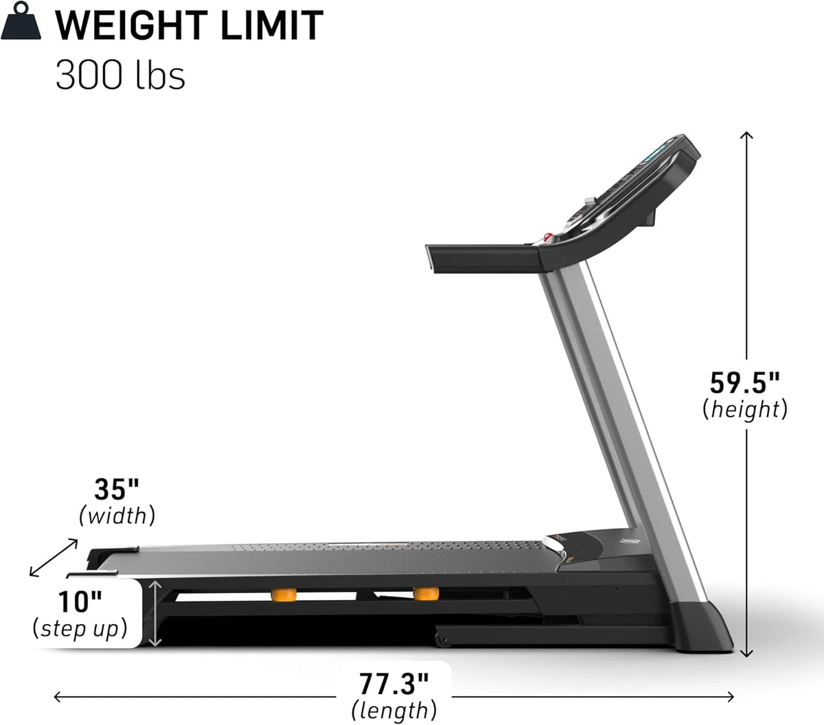 Nordictrack T Series Treadmill, Black, 73.5 in D x 36 in W x 54 in H, 55 in x 20 in Deck