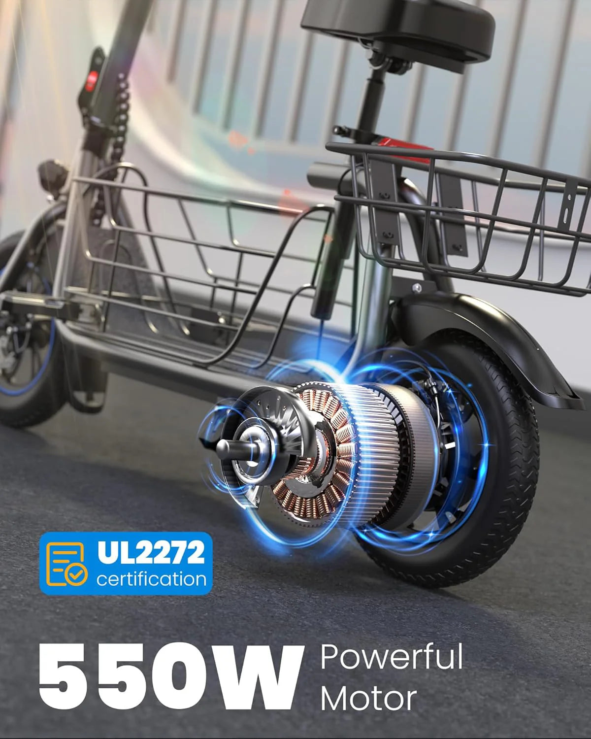 Adults Electric Scooter With Large Middle Basket - 550W And 650W Styles