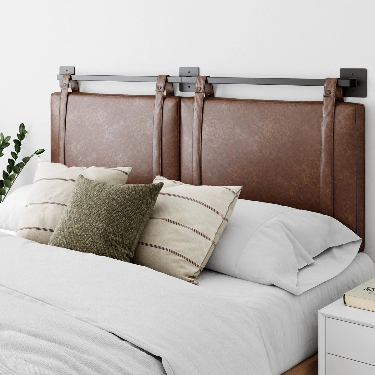 Wall-Mount Upholstered Headboard With Metal Rail - Twin, Queen & King