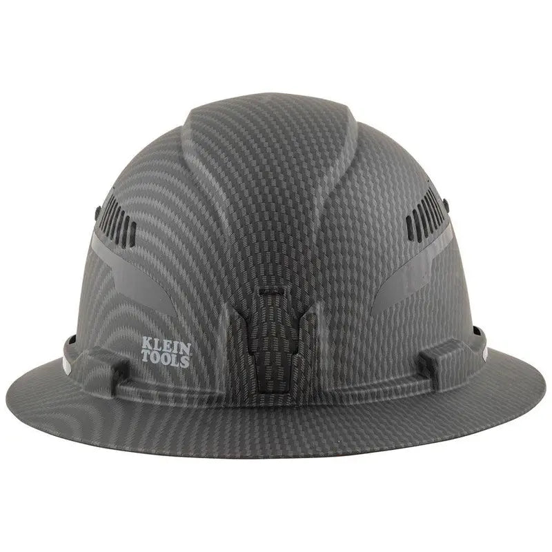 Klein Tools Premium KARBN Full Brim Hard Hat With Vents And Rechargeable Headlamp, Black - 60347