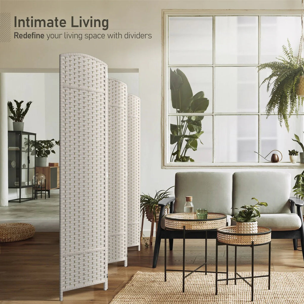6-Panel Room Divider Privacy Screen With Hand-Woven Mesh Panels - 6 Ft Tall