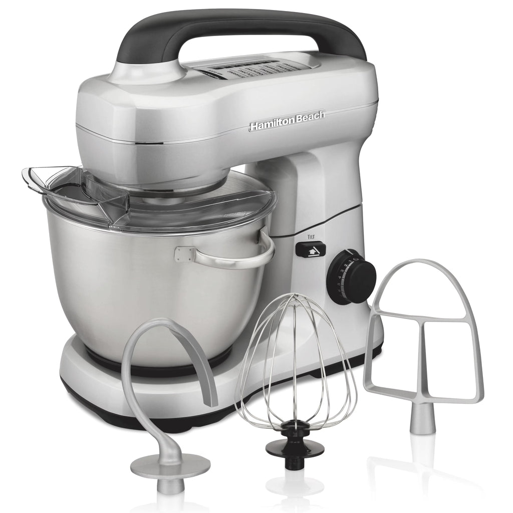 Hamilton Beach 4 Quart 7-Speed Tilt-Head Stand Mixer With Dough Hook, Whisk And Flat Beater - Black