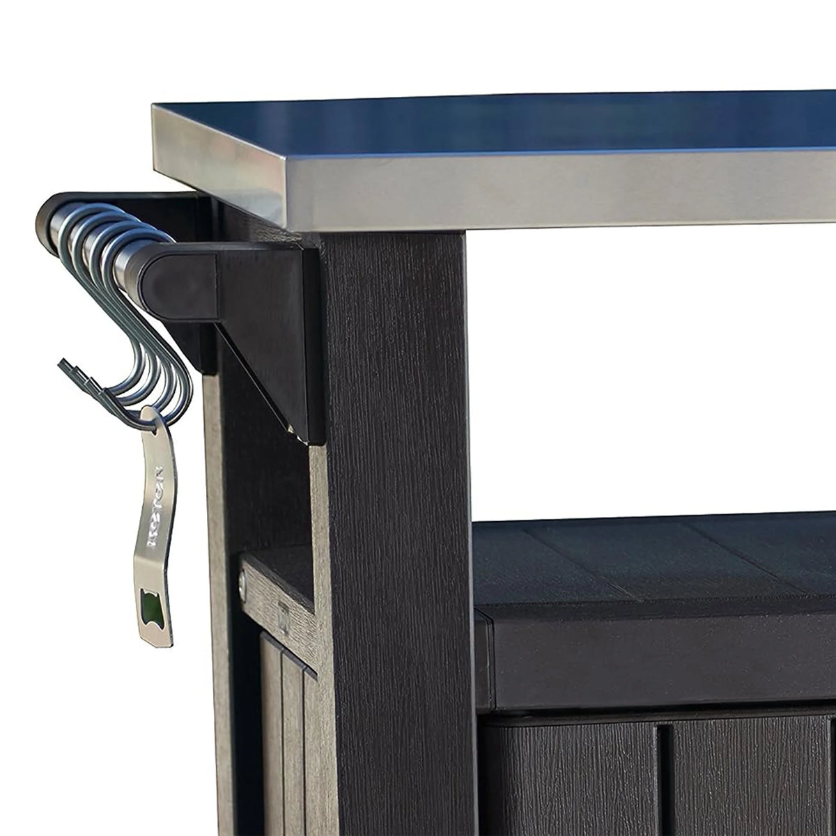 Keter Outdoor Kitchen Rolling Bar Cart, Brown, 78 Gallon - Unity XL