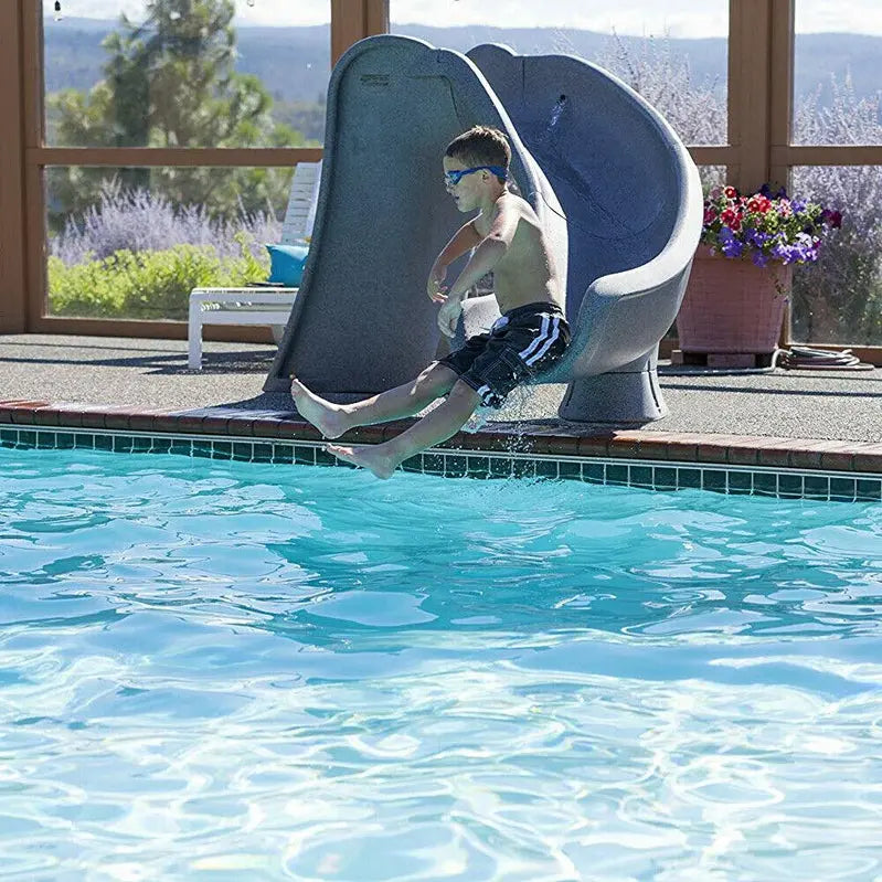 S.R. Smith Cyclone Right-Curve Swimming Pool Slide, Gray Granite Finish - 698-209-58124