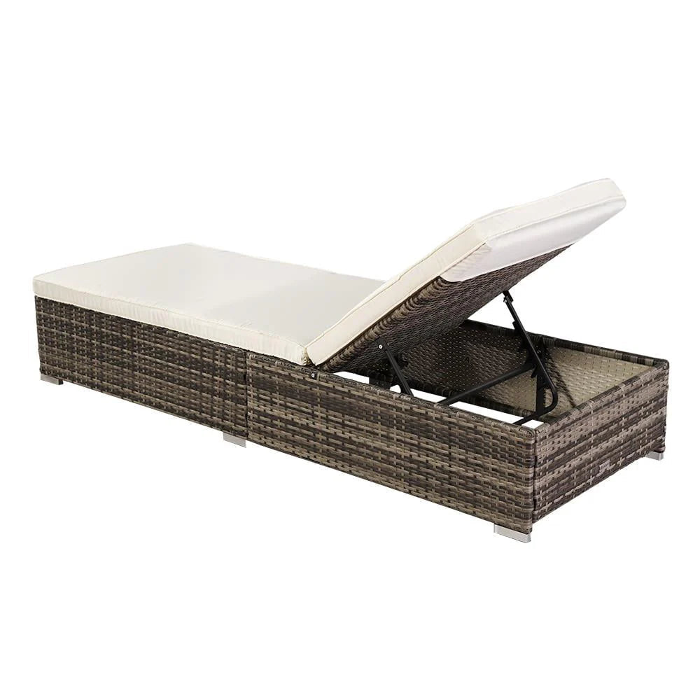 GoDecor Outdoor Rattan Chaise Lounge Chair, Gray