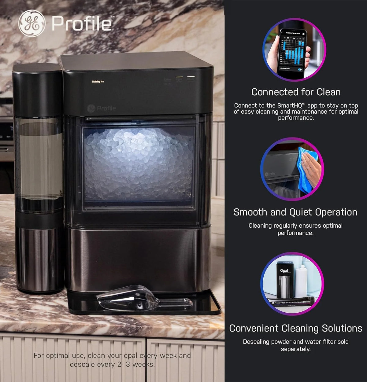GE Profile Opal 2.0 XL Countertop Nugget Ice Maker, 1 Gallon Tank, 38 Lbs In 24 Hours - XPIOX3SCSS