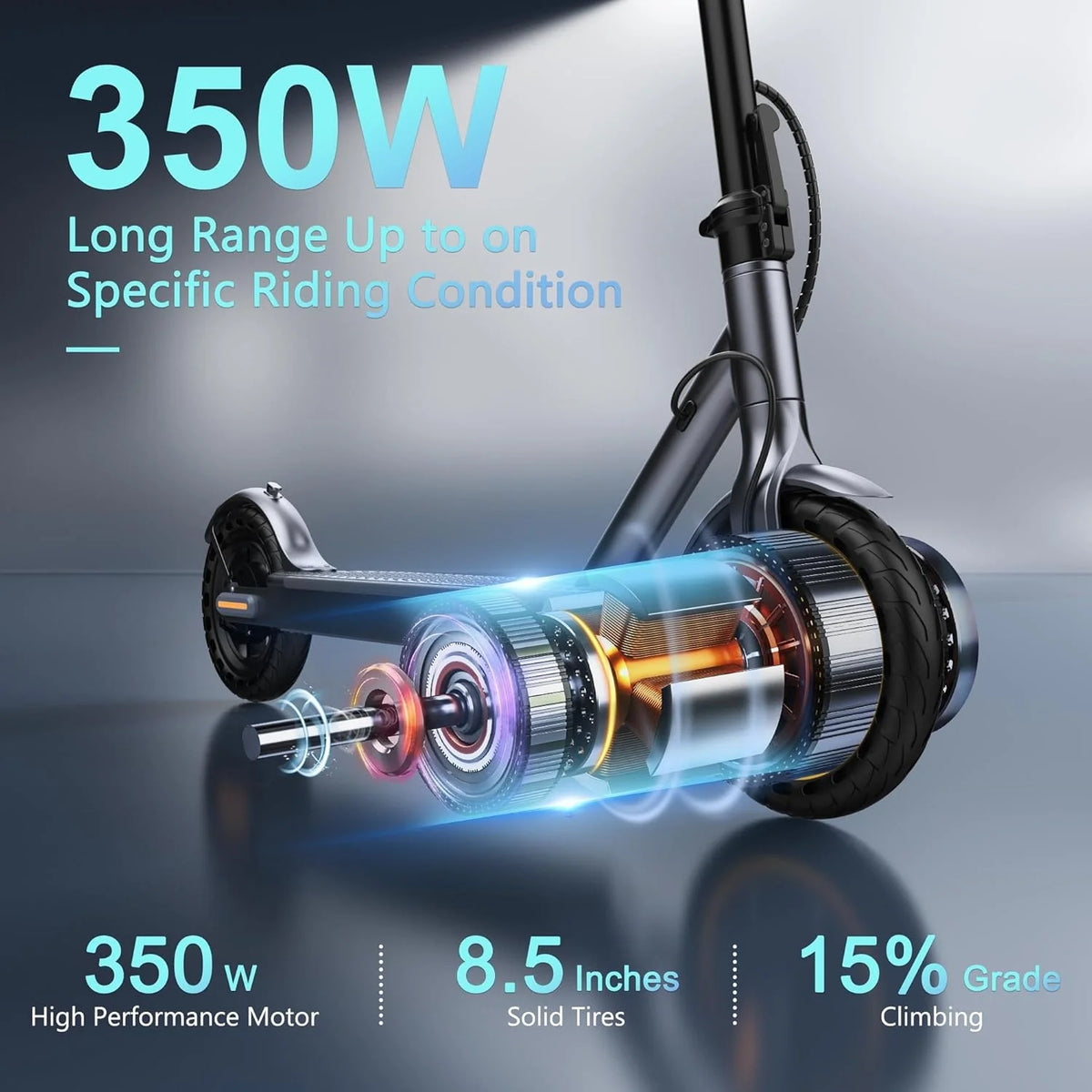 Electric Scooter With Solid Tires And Dual Braking - 350W/500W