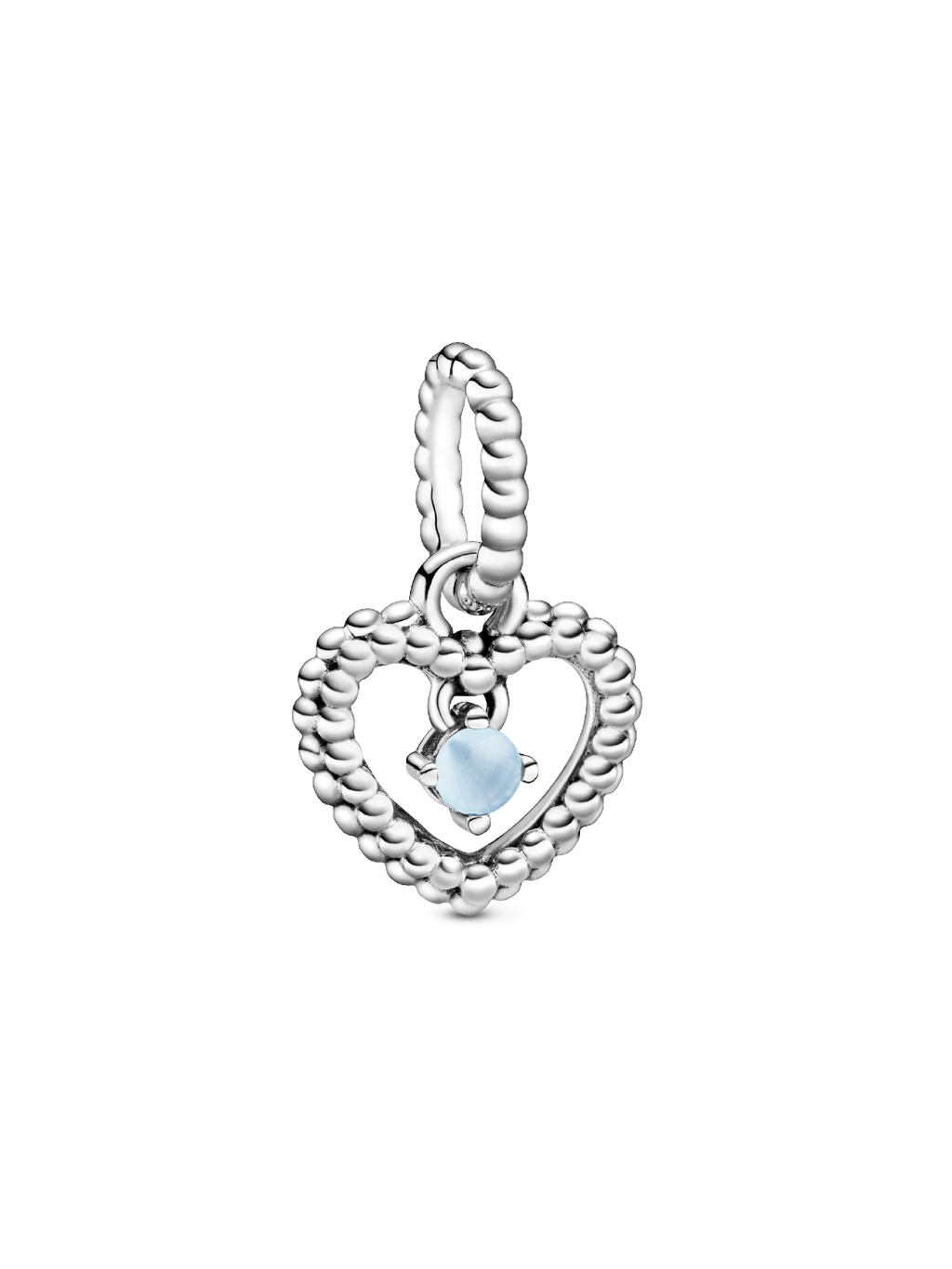 FINAL SALE - December Sky Blue Beaded Heart Dangle Charm