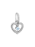 FINAL SALE - December Sky Blue Beaded Heart Dangle Charm