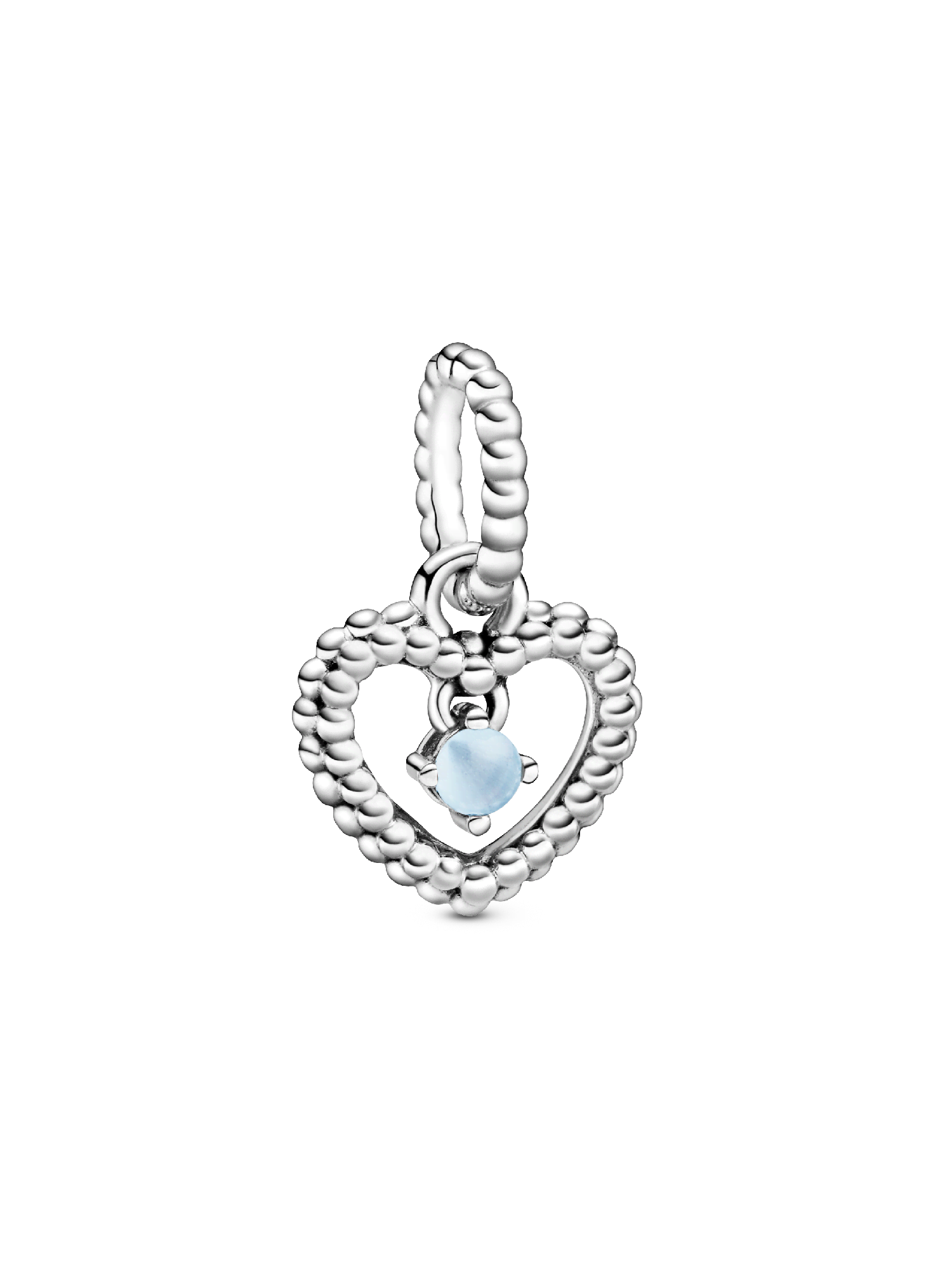 FINAL SALE - December Sky Blue Beaded Heart Dangle Charm