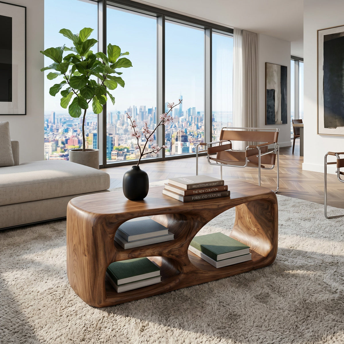 Contemporary Coffee Table With Built In Storage For Living Room