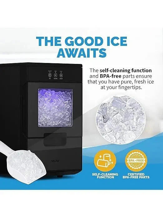 Newair Countertop Nugget Ice Maker With Self-Cleaning Function And Refillable Water Tank
