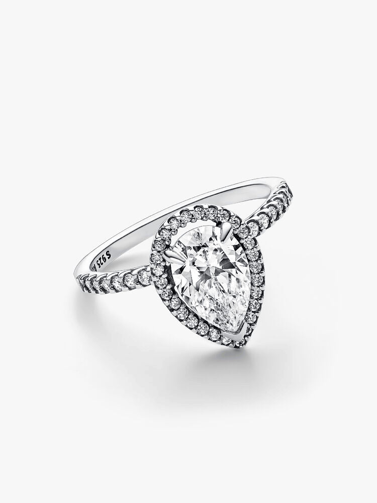 Sparkling Pear Halo Ring