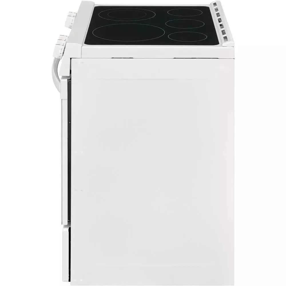 30 in. 5.0 Cu. Ft. Single Oven Electric Range, White With NVS Black Glass