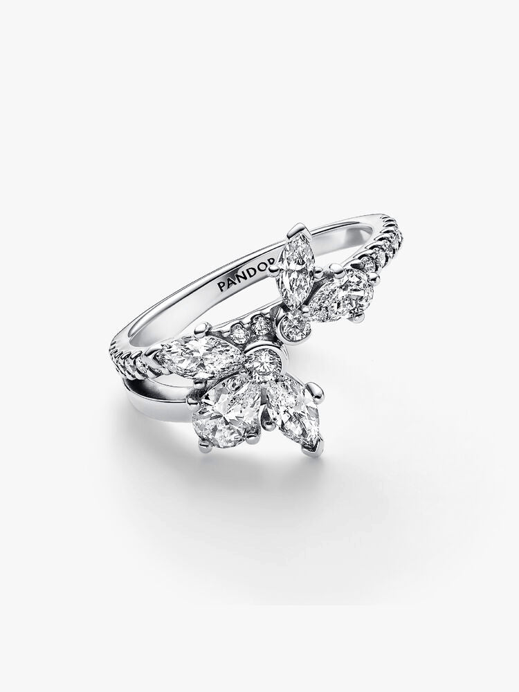 Sparkling Asymmetrical Herbarium Cluster Ring