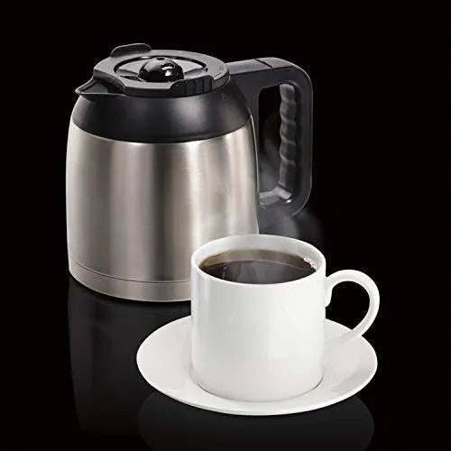 Programmable Thermal Coffee Maker, Single Serve And Full Pot, Pods Or Grounds, Black And Stainless