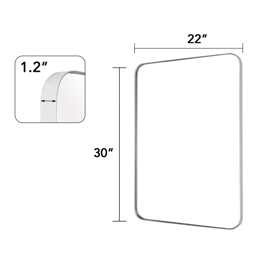 Framed Wall Vanity Mirror With Rounded Corners, 1 Piece