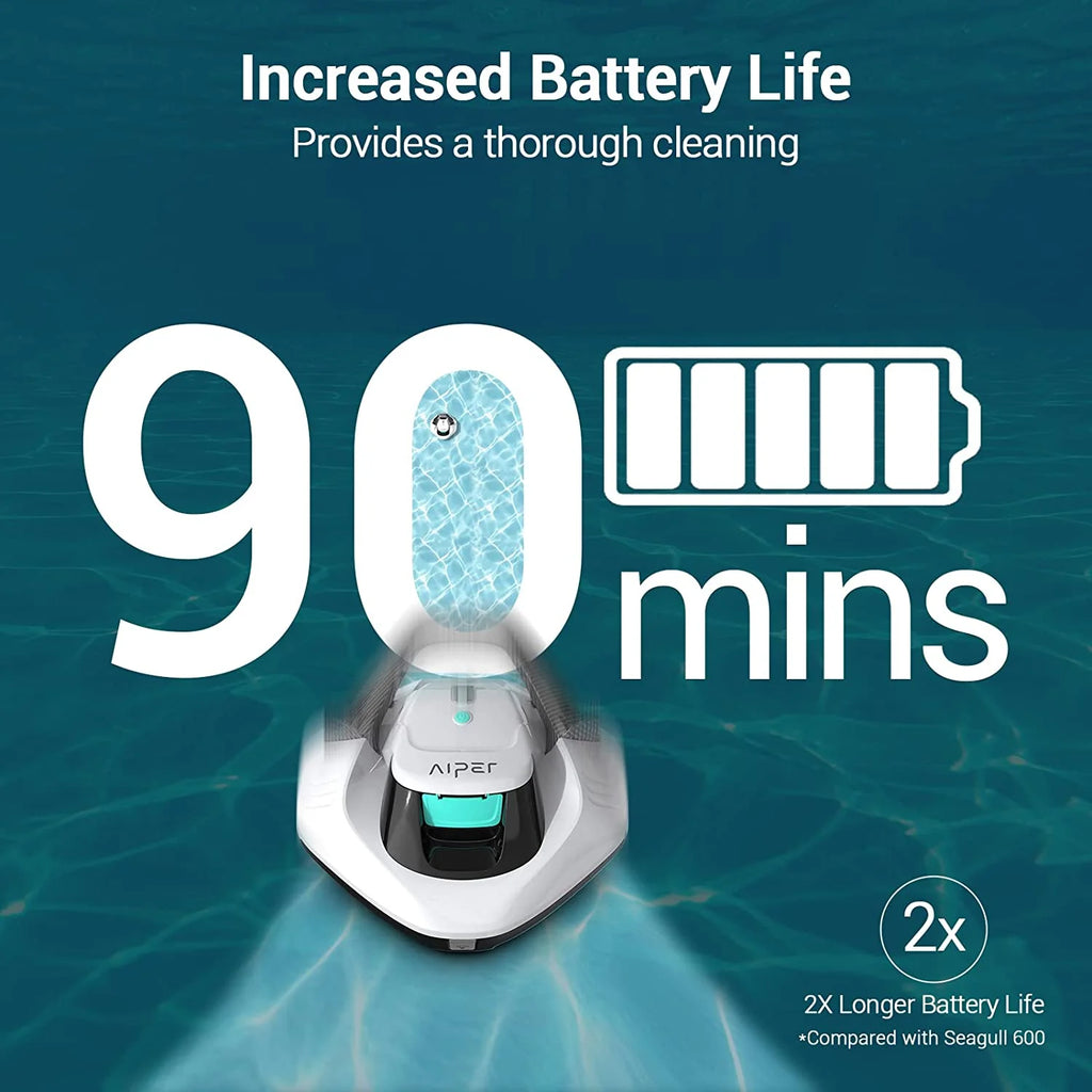 AIPER Cordless Robotic Pool Cleaner With Dual-Drive Motors - Seagull 600