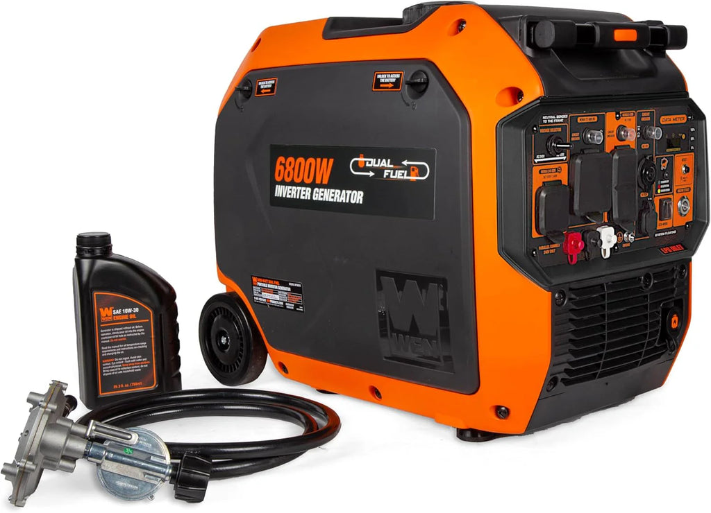 WEN Dual Fuel Inverter Generator 6800W Peak Power, RV-Ready, CO Watchdog
