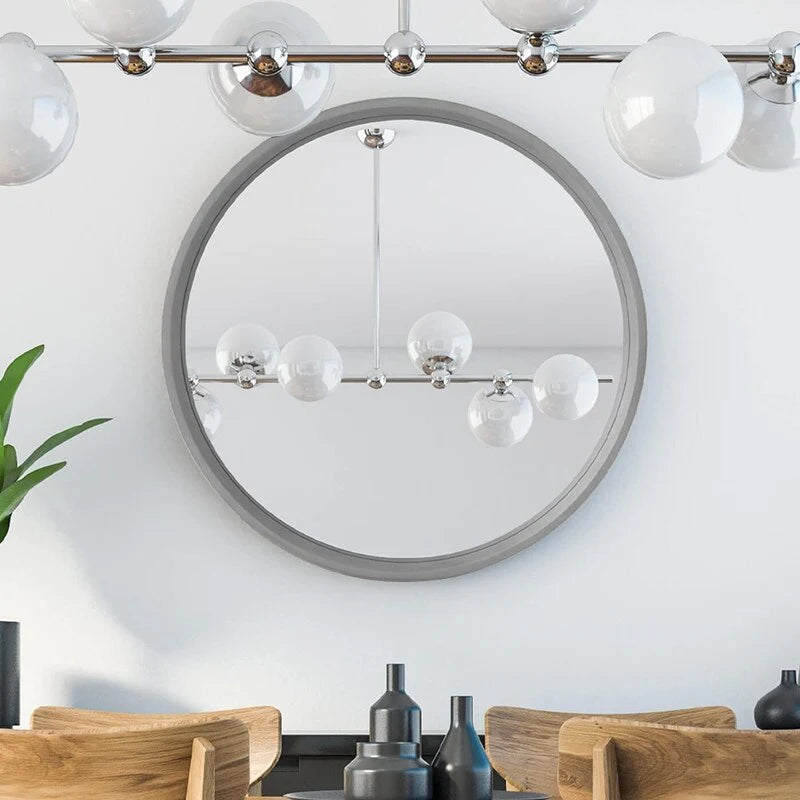 Classic Farmhouse Round Wooden Frame Wall Mirror - 24-inches, 28-inches, 32-inches