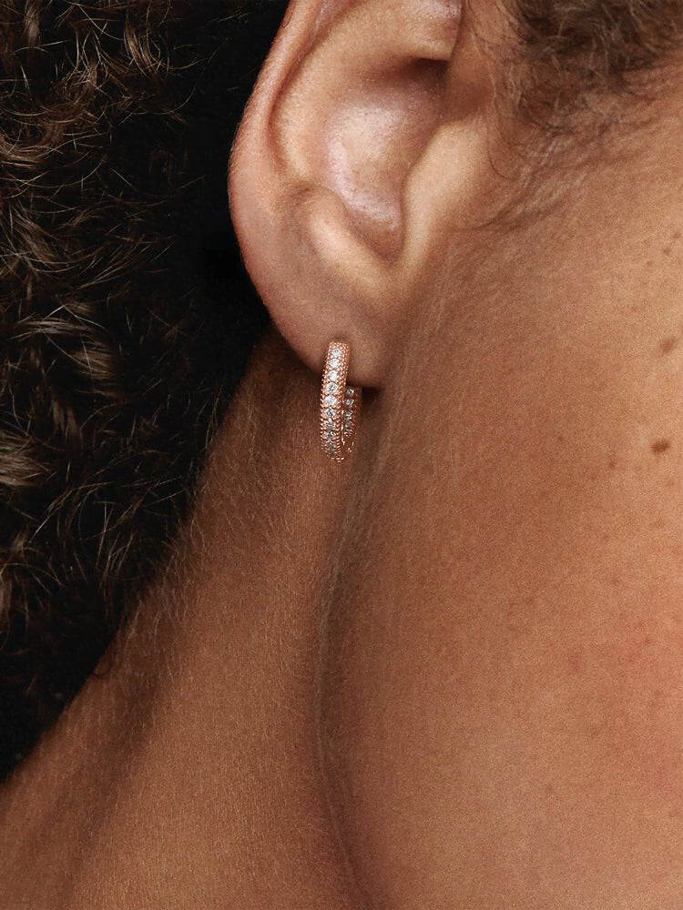 Pavé Heart Hoop Earrings