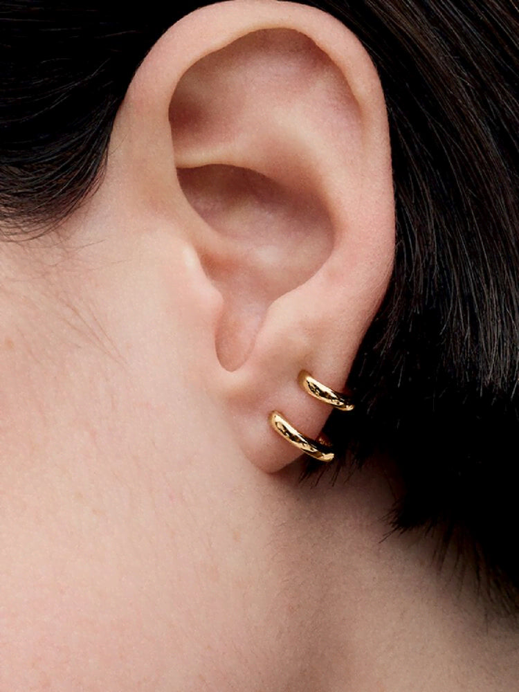 Double Huggie Hoop Earrings