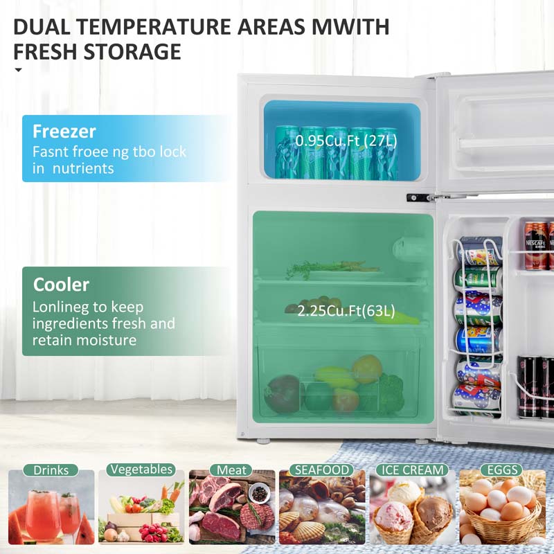 3.2 Cu. Ft. 2-Door Compact Refrigerator With Freezer - Black, Gray Or White