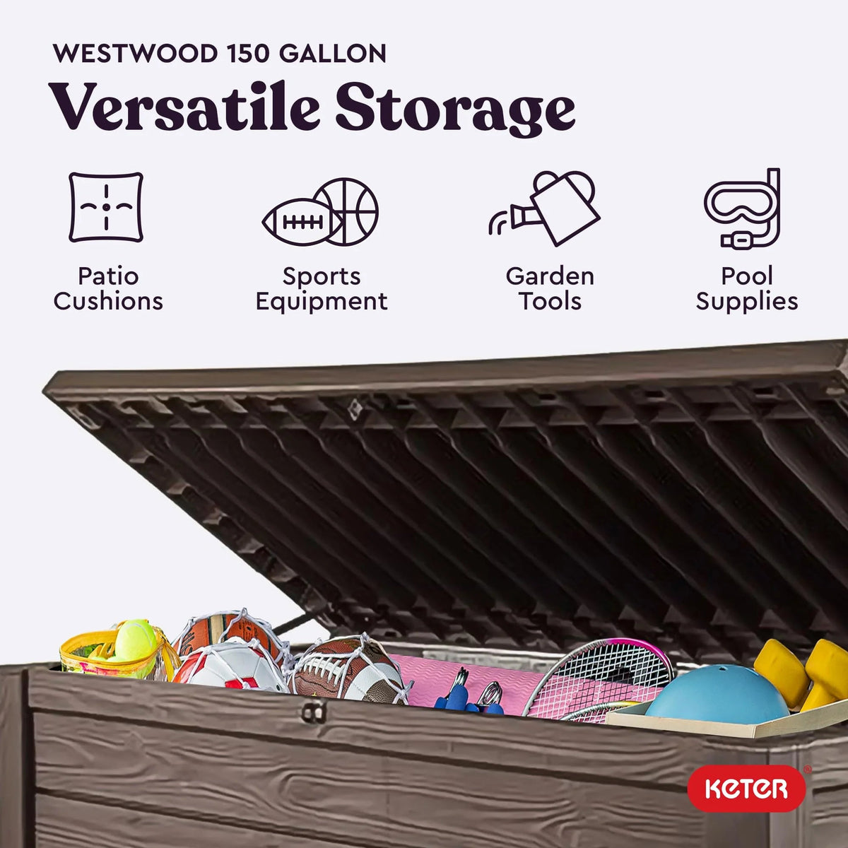 150 Gallon Outdoor Resin Deck Box With Bench Seat