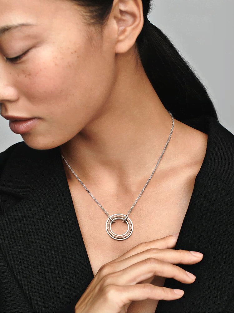 Pandora Signature Two tone Logo & Pavé Necklace