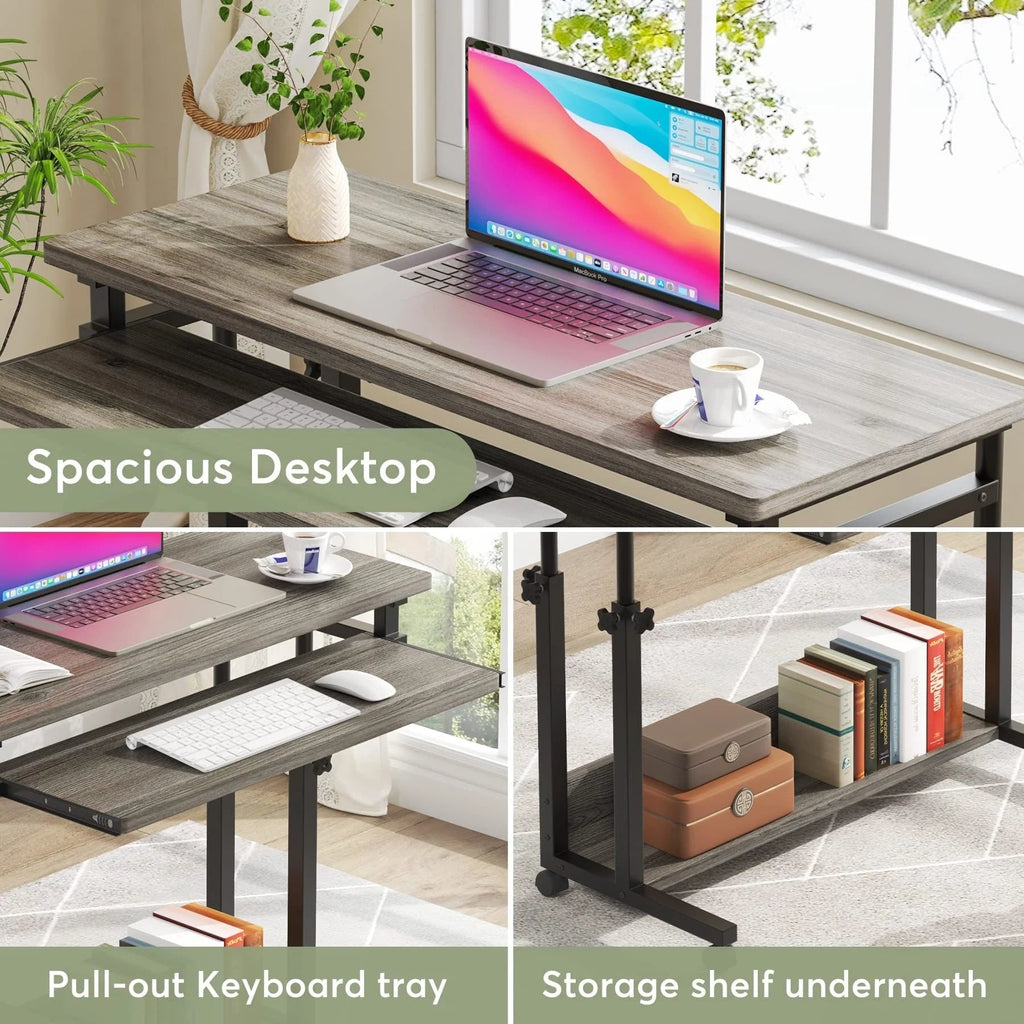 Height-Adjustable Portable Laptop Desk With Keyboard Tray, 43.3in H x 31.5in L x 17in D
