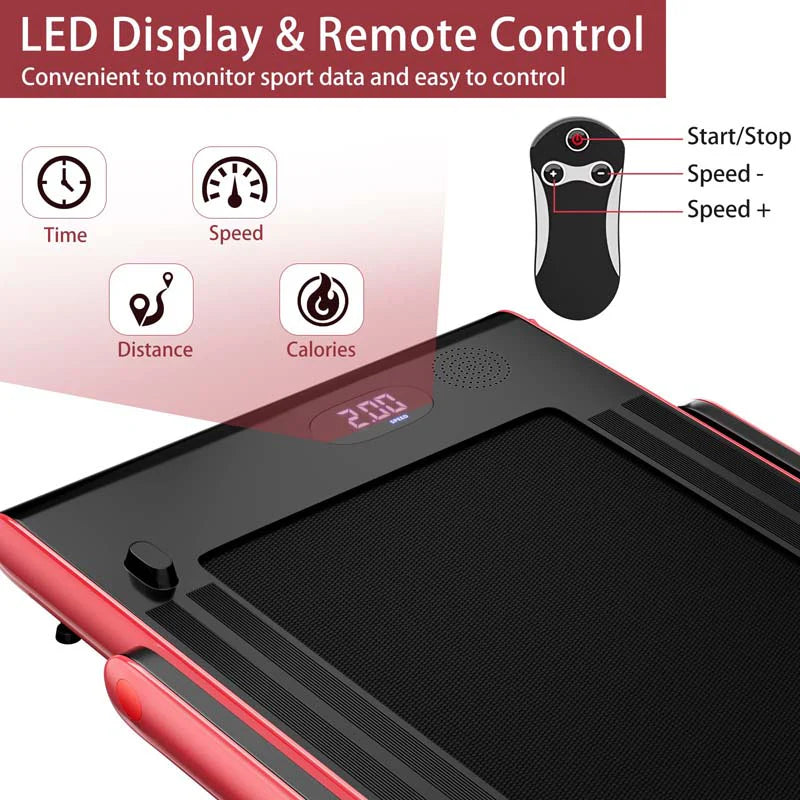 GYMAX 2-in-1 Folding Under Desk Treadmill With Speaker, App And Remote Control - 2.5HP