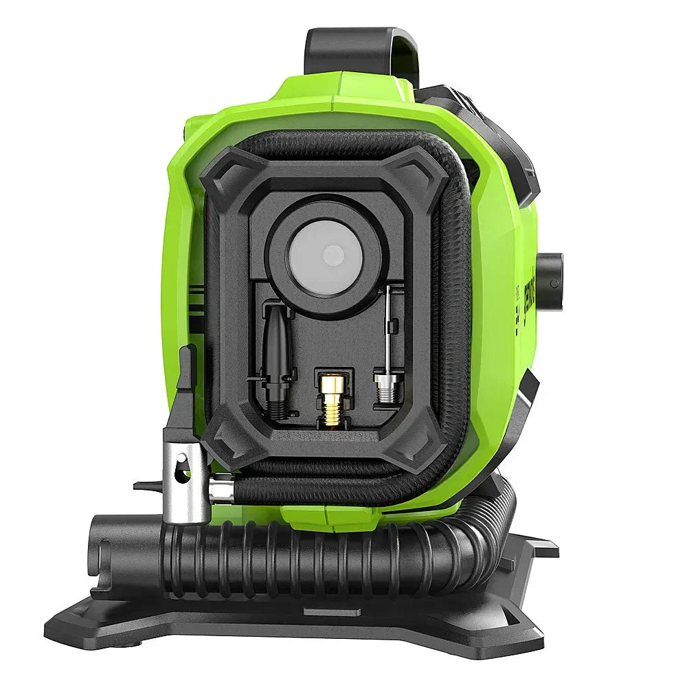 Greenworks 24 Volt 160-PSI Battery Powered Inflator With 2.0 Ah USB-C Battery And Charger - Green