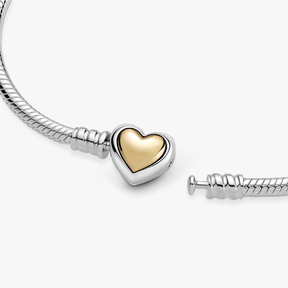 FINAL SALE - Domed Golden Heart Clasp Snake Chain Bracelet