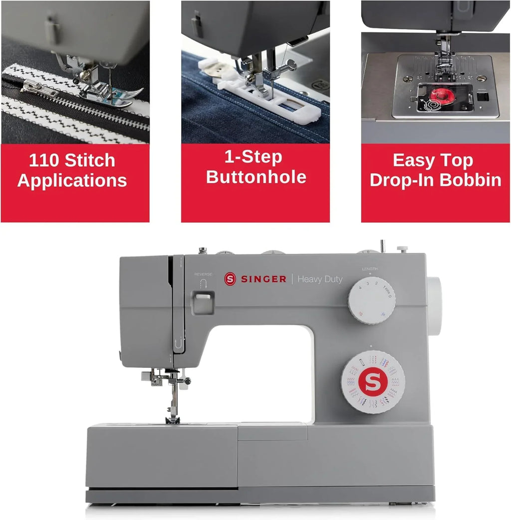 SINGER Heavy Duty High Speed Sewing Machine With Accessory Kit, 110 Stitch Applications - 4452