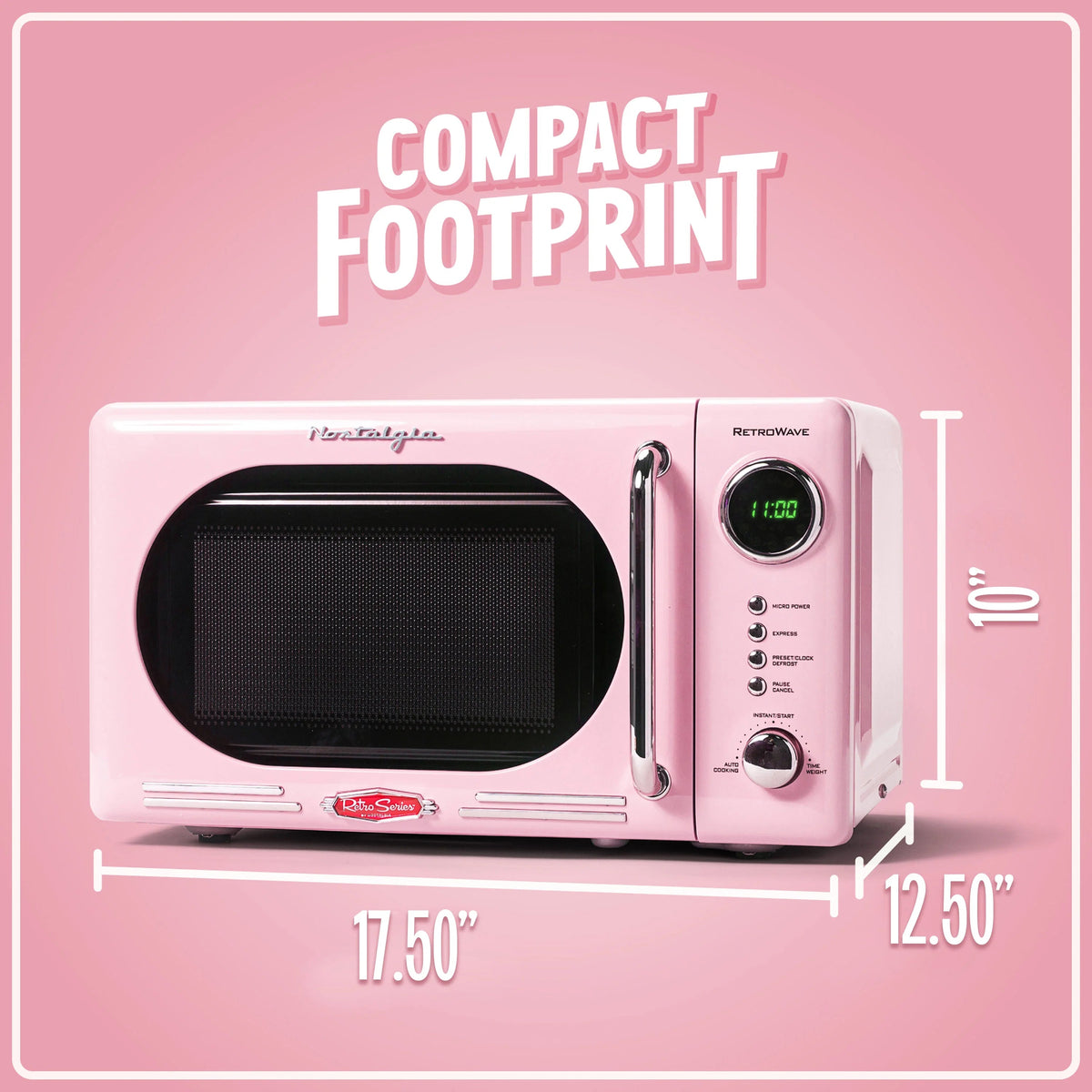 Nostalgia Retro Compact Countertop Microwave Oven 0.7 Cu. Ft. 700-Watts Orange