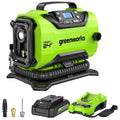 Greenworks 24 Volt 160-PSI Battery Powered Inflator With 2.0 Ah USB-C Battery And Charger - Green