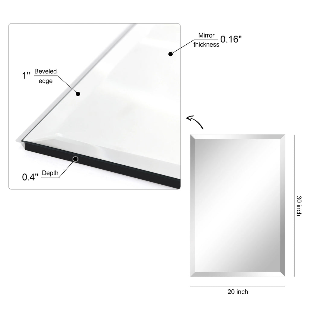 Frameless Beveled Prism Wall Mirror - Clear