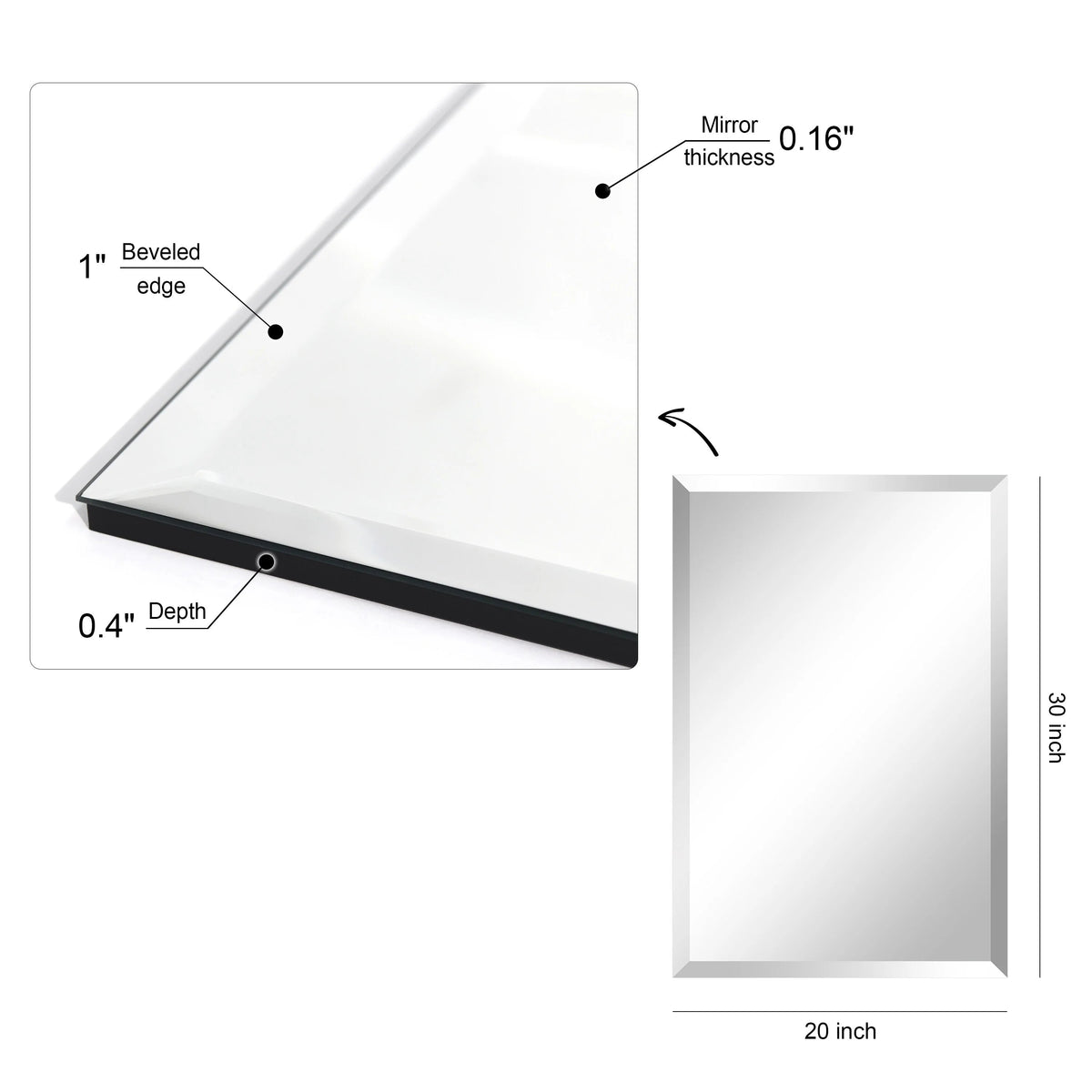 Frameless Beveled Prism Wall Mirror - Clear