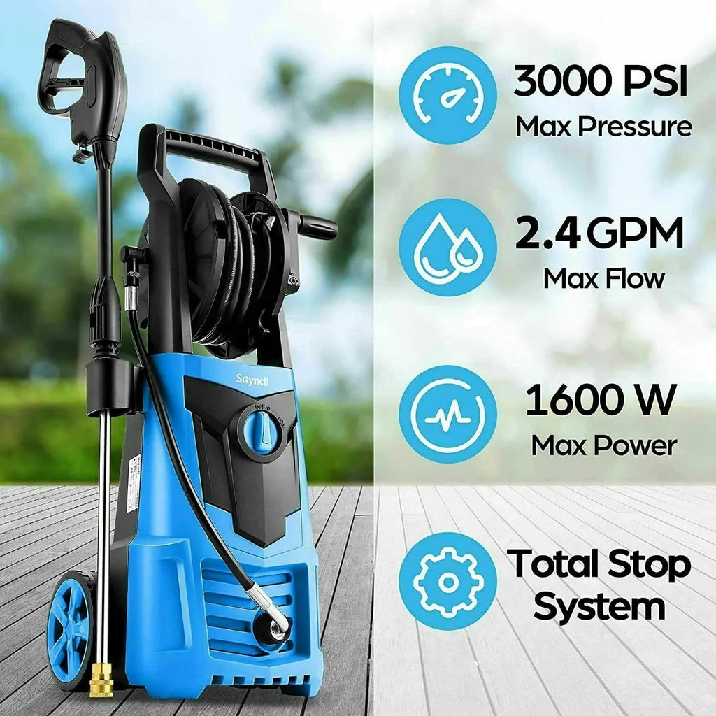 Suyncll Electric Cold Water Pressure Washer 3000 PSI 2.4 GPM Blue/Green