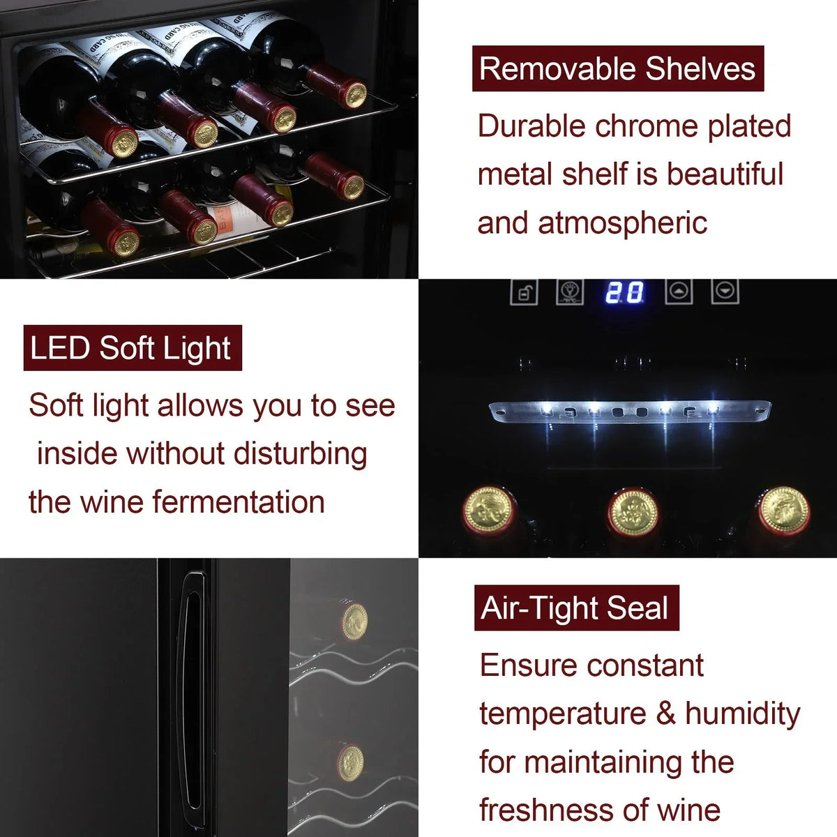 Zimtown 16 Bottle Compressor Wine Cooler Refrigerator, Black - Digital Temperature Control With Lock