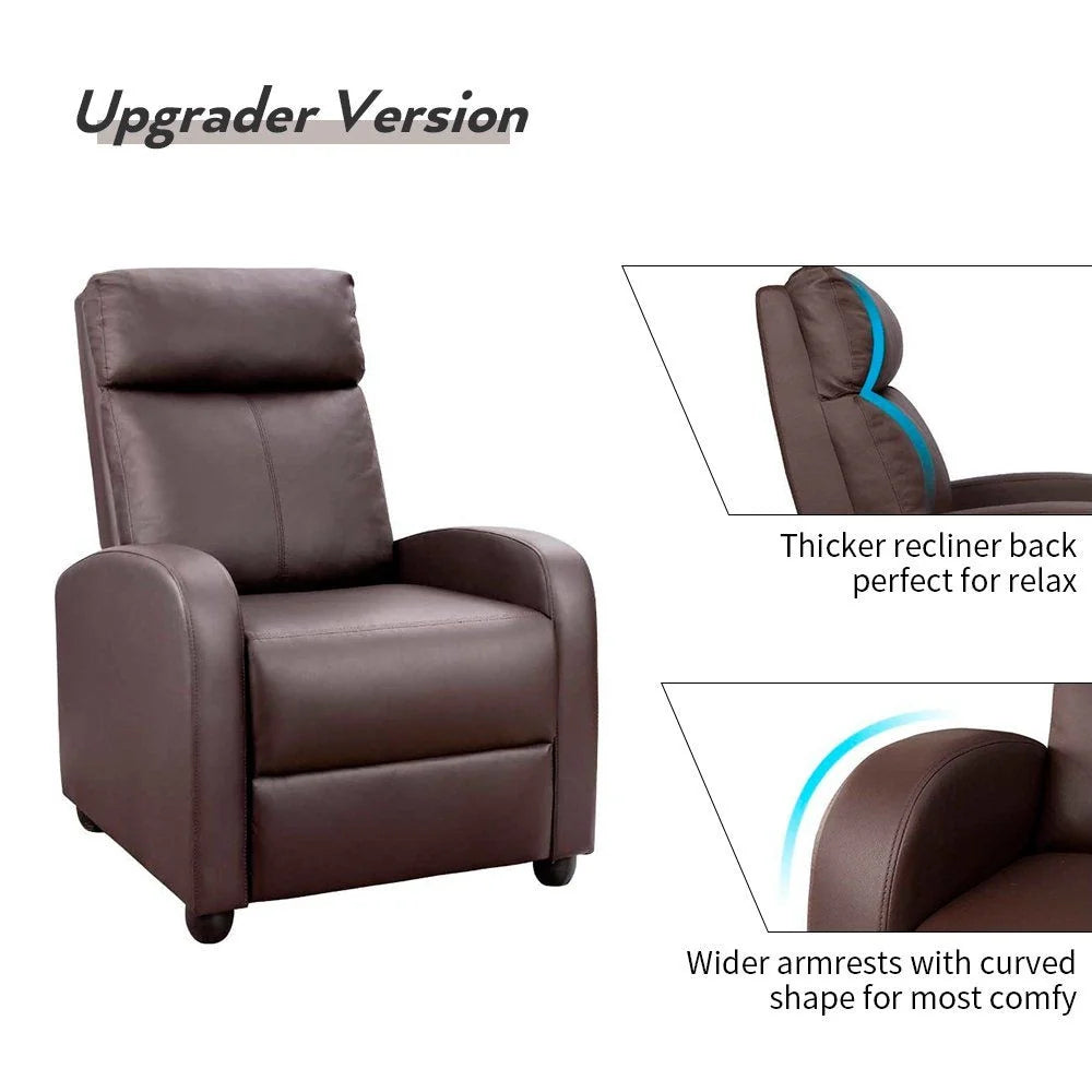 Massage Recliner Chair With PU Faux Leather Upholstery And Padded Seat