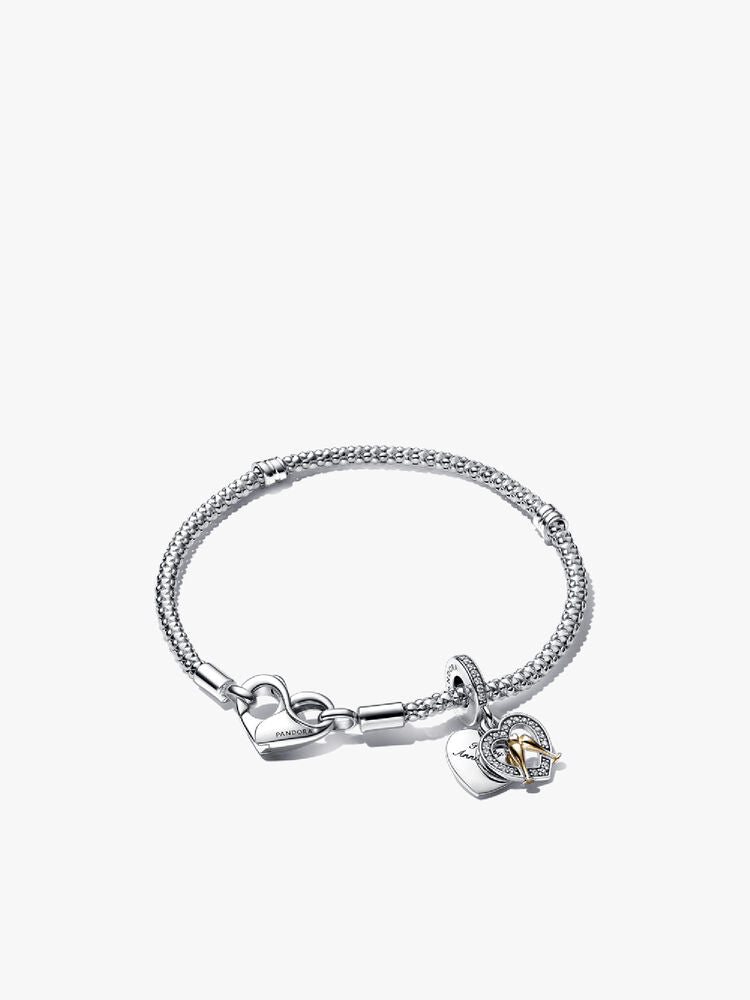 Two-tone Happy Anniversary Charm & Bracelet Set