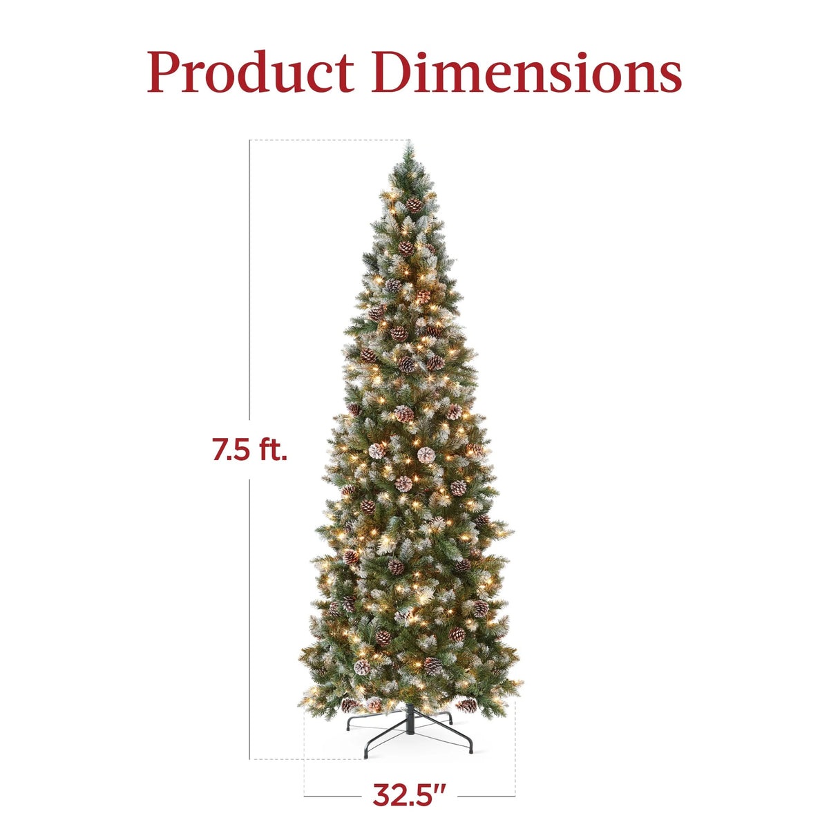 Best Choice Products 6ft Pre-Lit Partially Flocked Pencil Christmas Tree With 250 Lights And Pine Cones