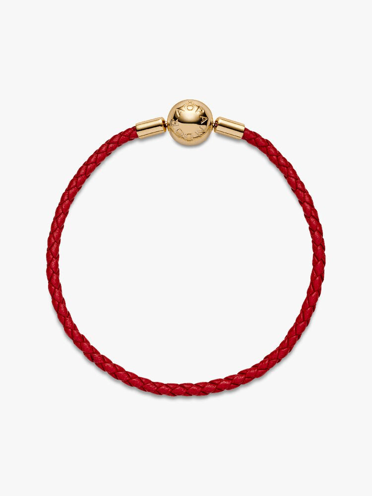 Pandora Moments Red Woven Leather Bracelet