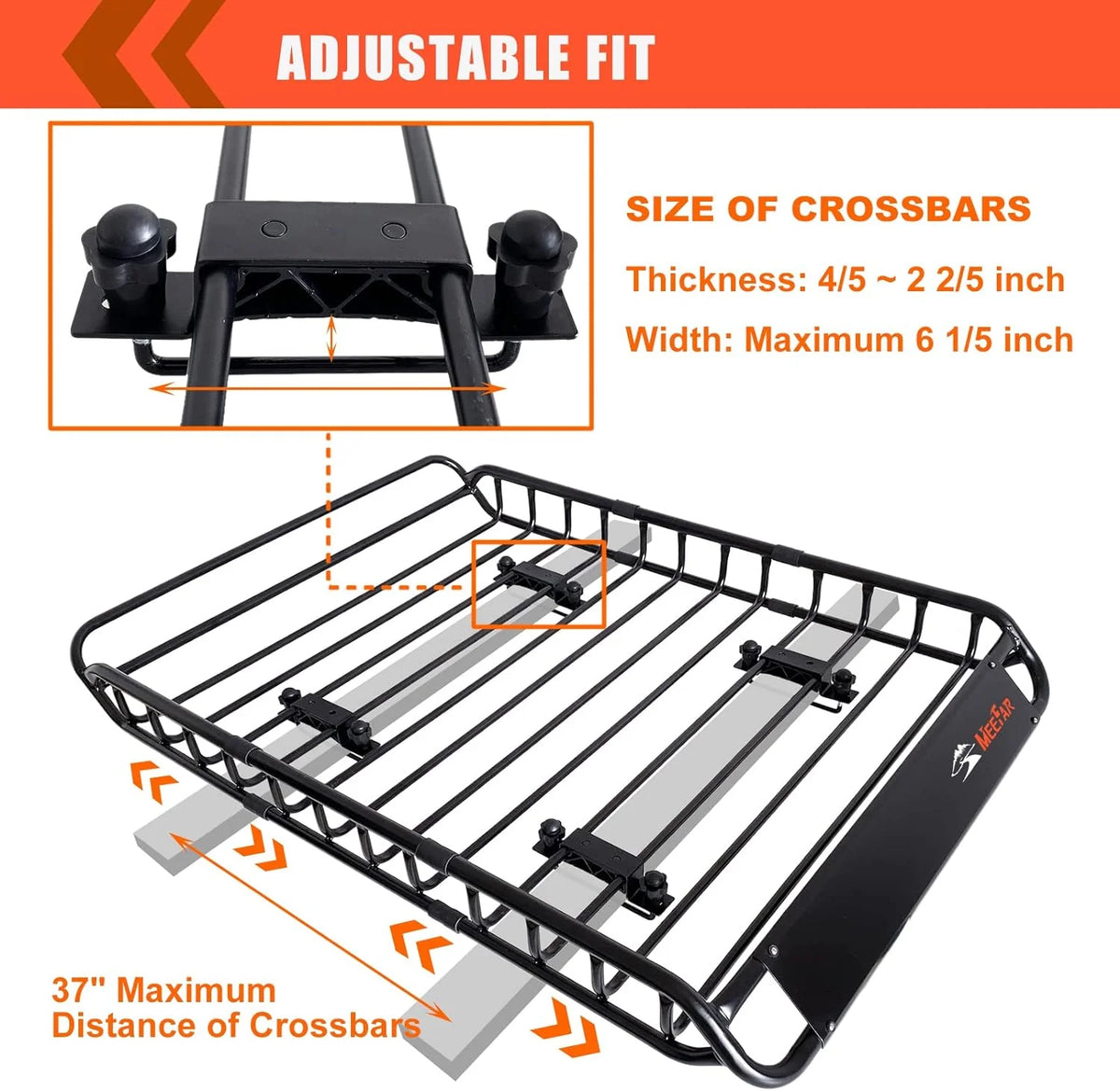 MeeFar Roof Cargo Basket 51 x 36 x 5 in with Waterproof Bag - MF-BSK-AND-BAG