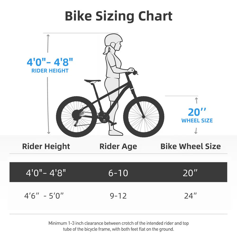 Kids' Single-Speed Mountain Bike, 20-Inch/24-Inch - White Wall Knobby Tires
