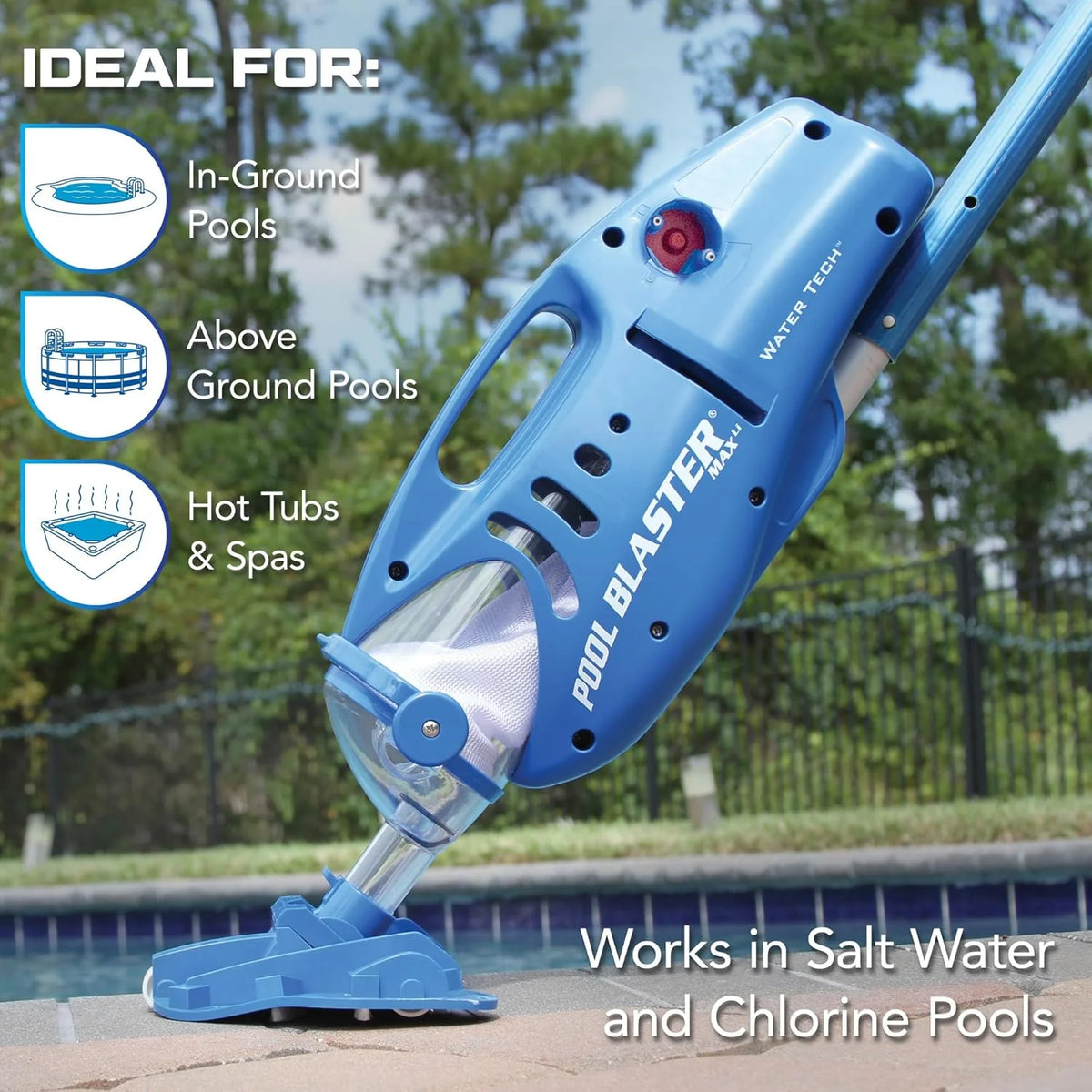 Pool Blaster Handheld Cordless Pool Vacuum, Blue And White - Max 30000ML