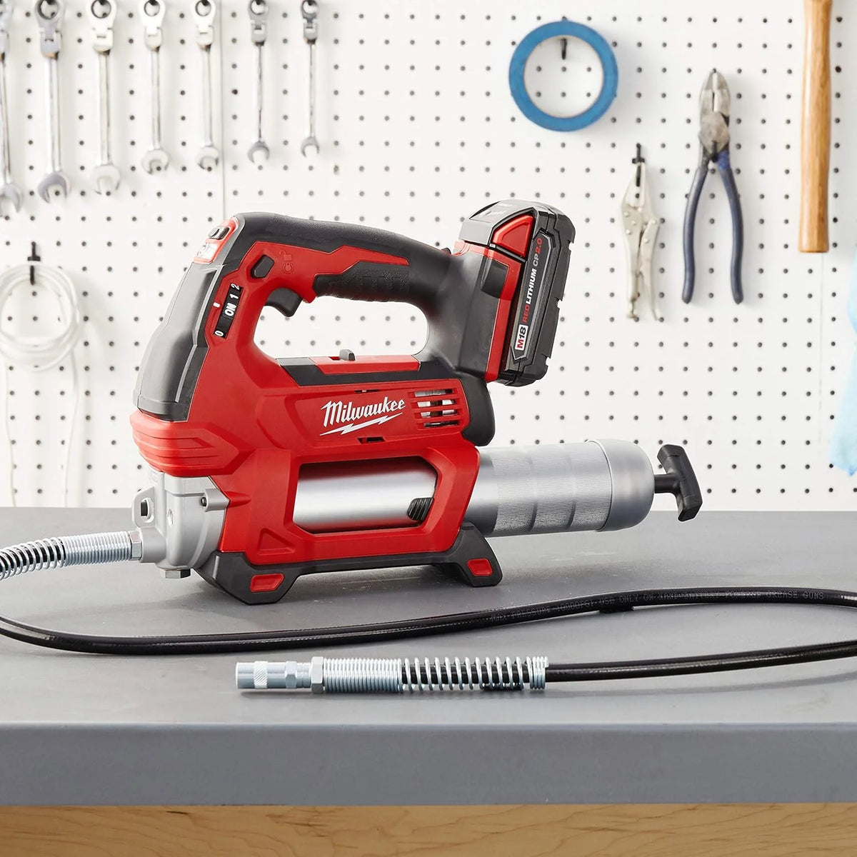 Milwaukee Electric M18 Cordless Dual-Speed Grease Gun, 14 oz, 18 Volts, 4 Feet Hose - M18