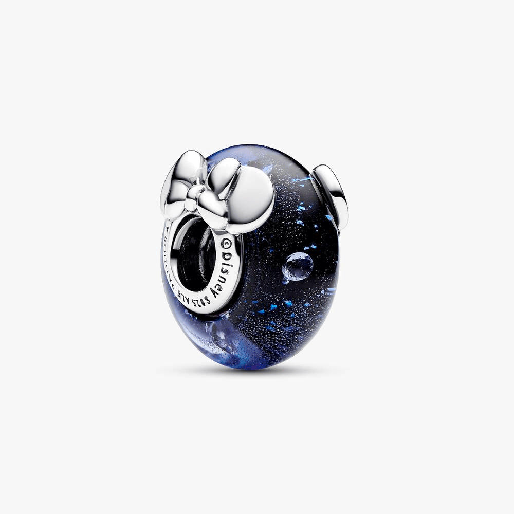 FINAL SALE - Disney Mickey Mouse & Minnie Mouse Blue Murano Glass Charm