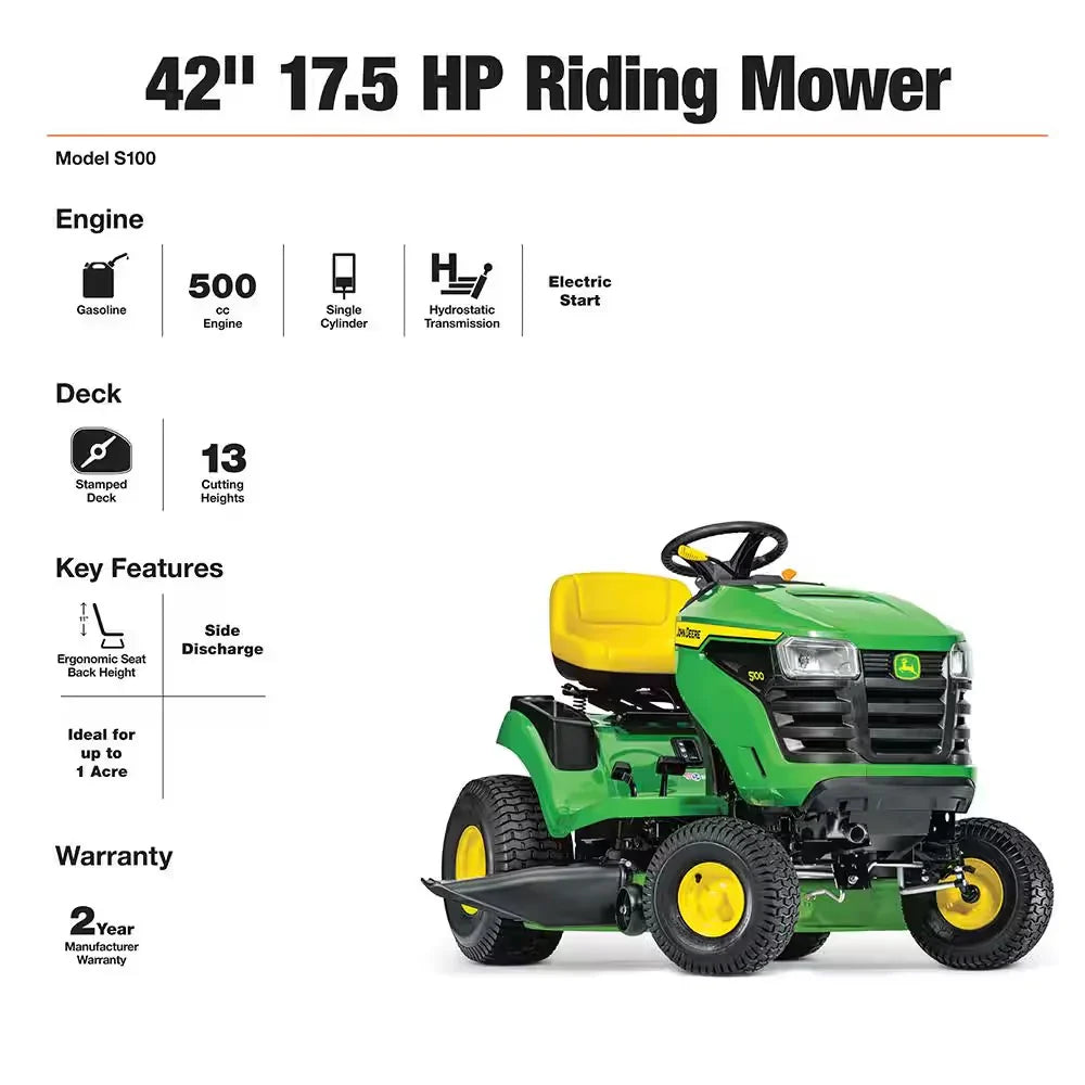 John Deere Ride-On Lawnmower 42 inch 17.5 HP Petrol Hydrostatic Drive - BG21271
